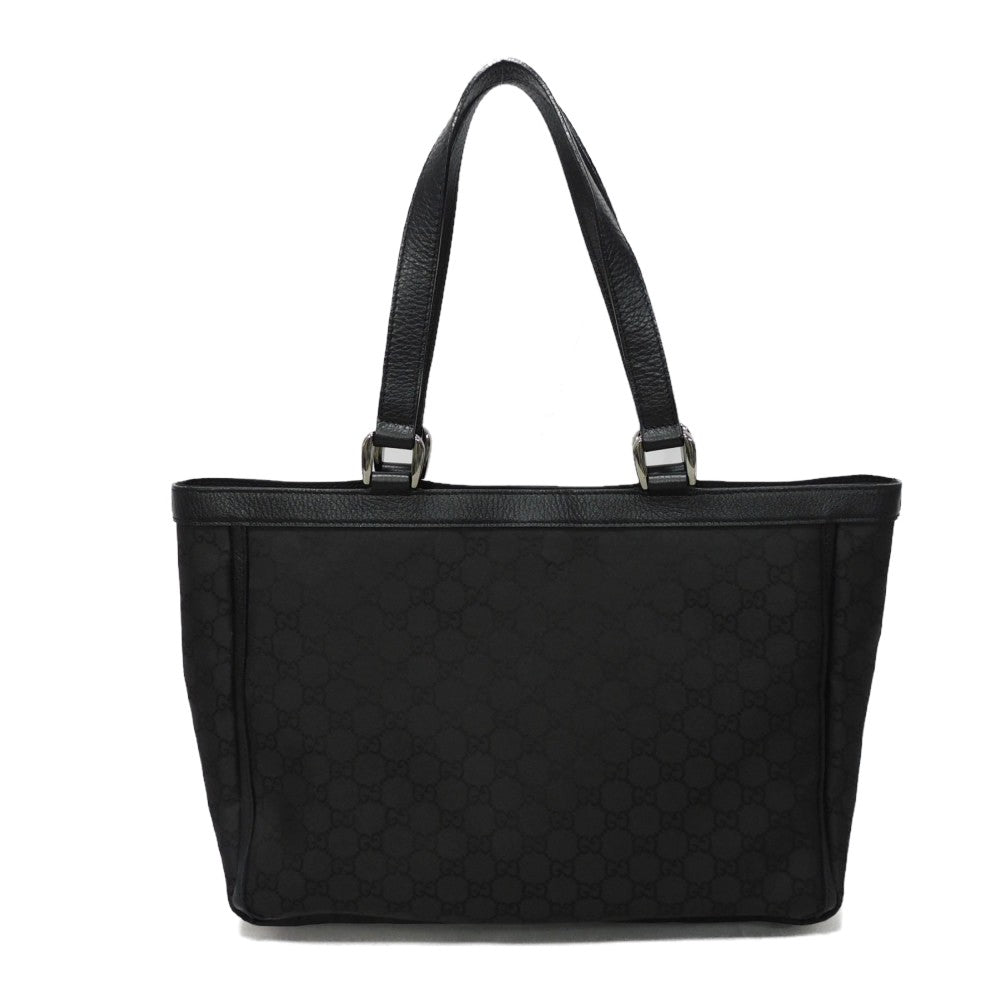 GUCCI Tote Bag 268639 G1X9R 1001 GG nylon canvas x calf leather black GG nylon logo tote
