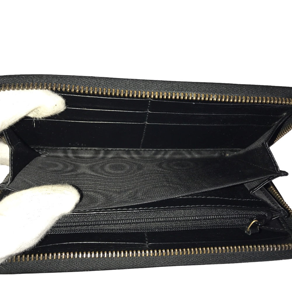 GUCCI Long Wallet Purse 451273 2778 leather black Round zip King snake print mens(Unisex) Used