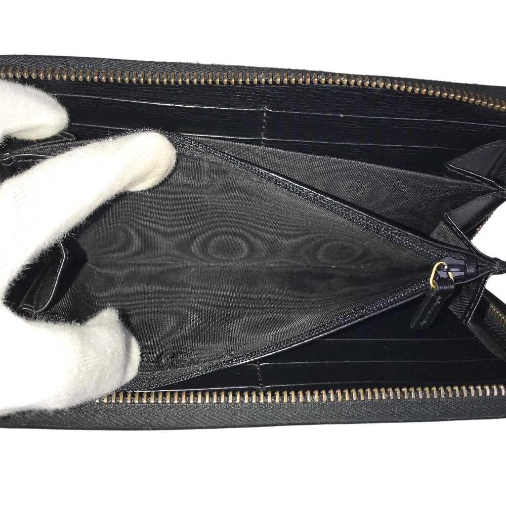 GUCCI Long Wallet Purse 451273 2778 leather black Round zip King snake print mens(Unisex) Used