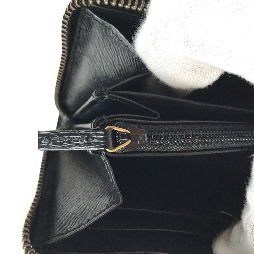 GUCCI Long Wallet Purse 451273 2778 leather black Round zip King snake print mens(Unisex) Used