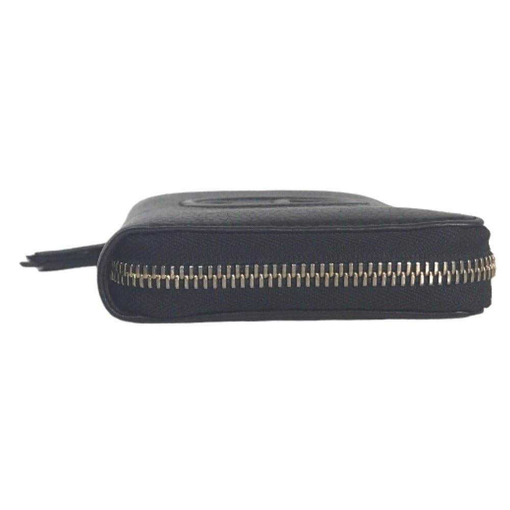 GUCCI Long Wallet Purse 80804 0416 leather black Round zip Soho Interlocking Women Secondhand