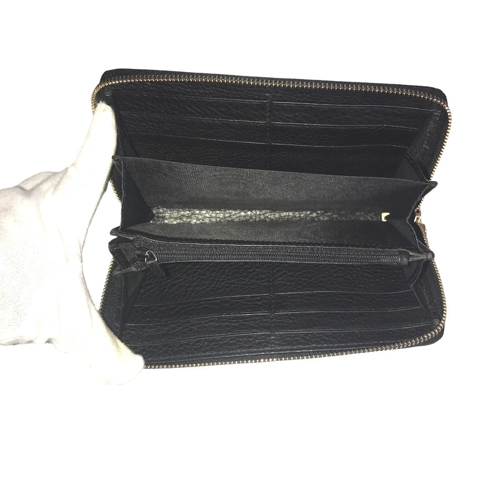 GUCCI Long Wallet Purse 80804 0416 leather black Round zip Soho Interlocking Women Secondhand