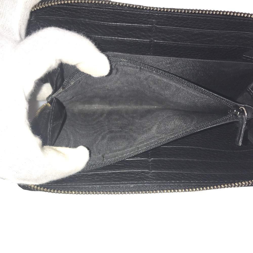 GUCCI Long Wallet Purse 80804 0416 leather black Round zip Soho Interlocking Women Secondhand