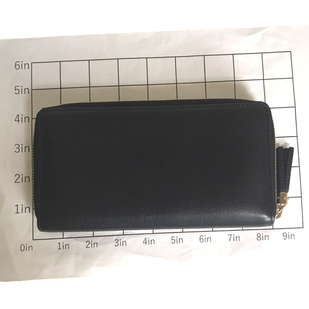 GUCCI Long Wallet Purse 80804 0416 leather black Round zip Soho Interlocking Women Secondhand