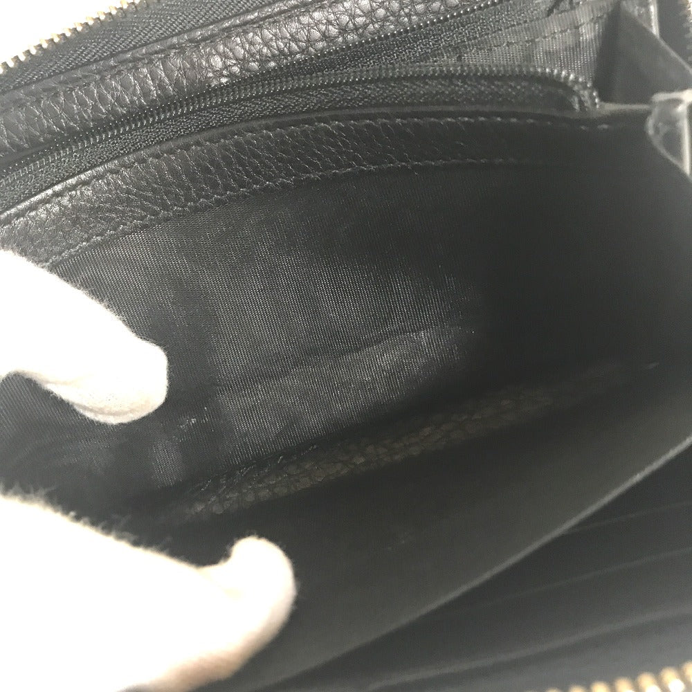 GUCCI Long Wallet Purse 80804 0416 leather black Round zip Soho Interlocking Women Secondhand