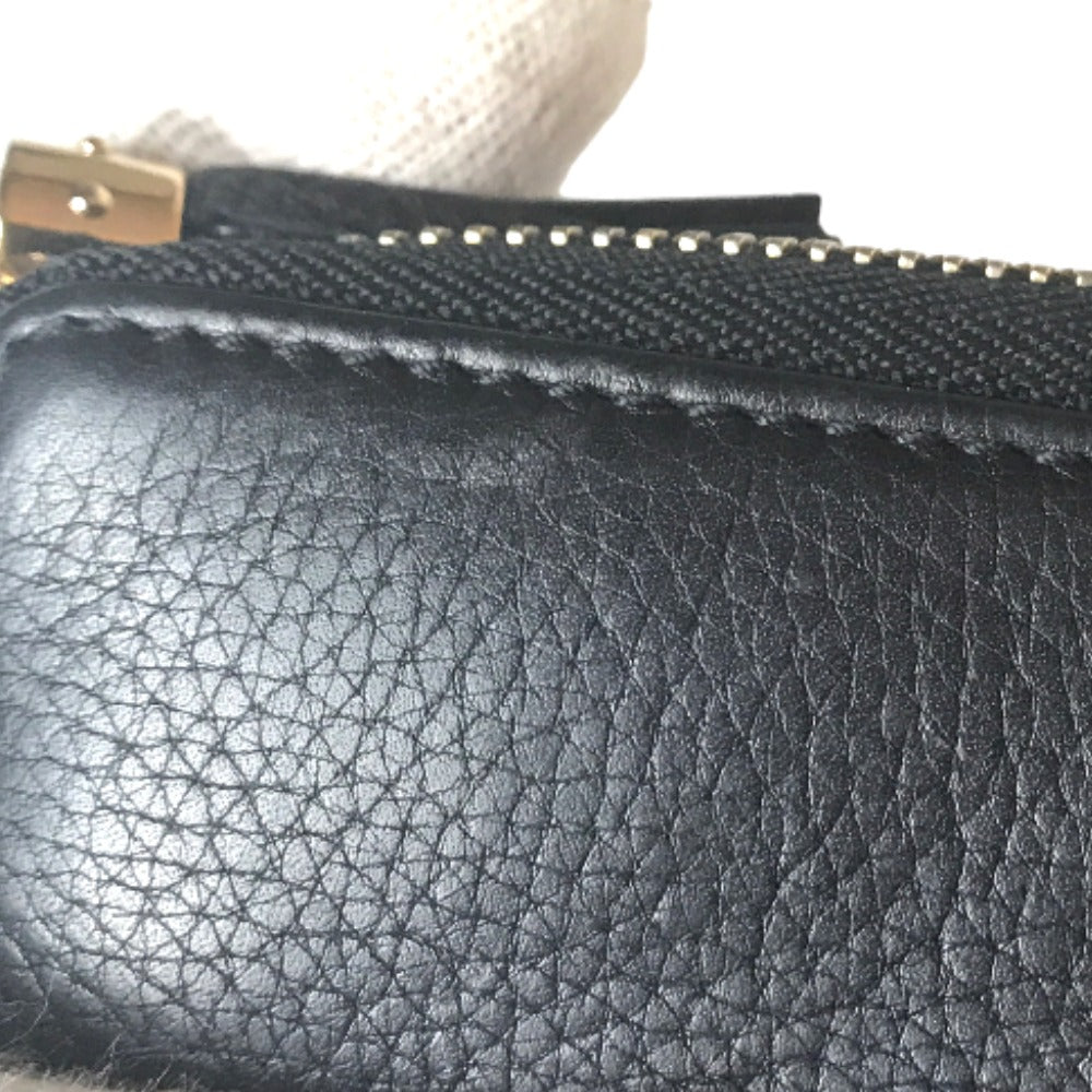 GUCCI Long Wallet Purse 80804 0416 leather black Round zip Soho Interlocking Women Secondhand