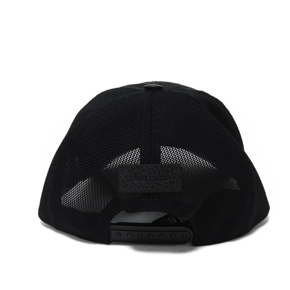 GUCCI cap 510950 4HD47 1000 GG nylon canvas x calf leather black GG nylon Baseball cap M