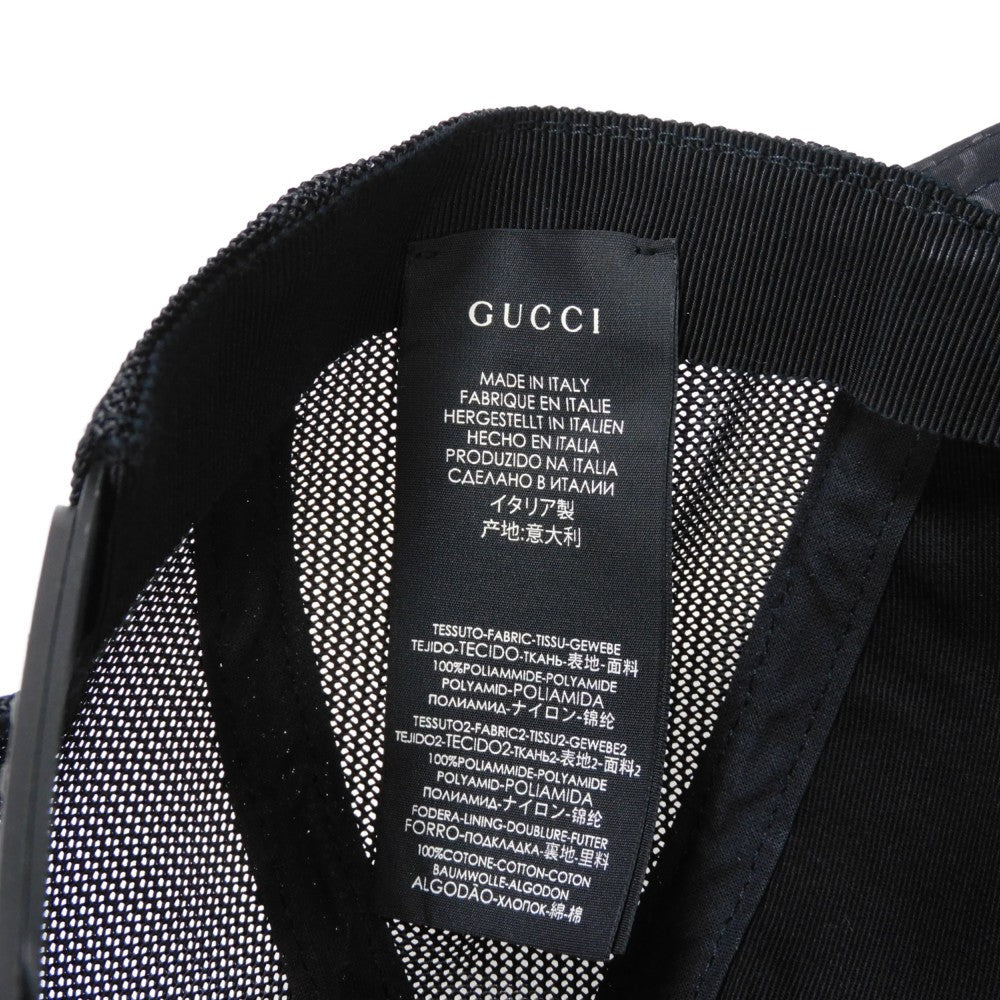 GUCCI cap 510950 4HD47 1000 GG nylon canvas x calf leather black GG nylon Baseball cap M