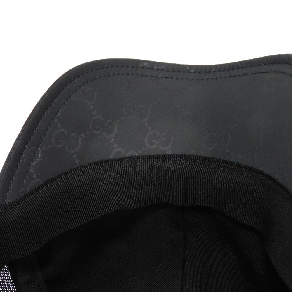 GUCCI cap 510950 4HD47 1000 GG nylon canvas x calf leather black GG nylon Baseball cap M
