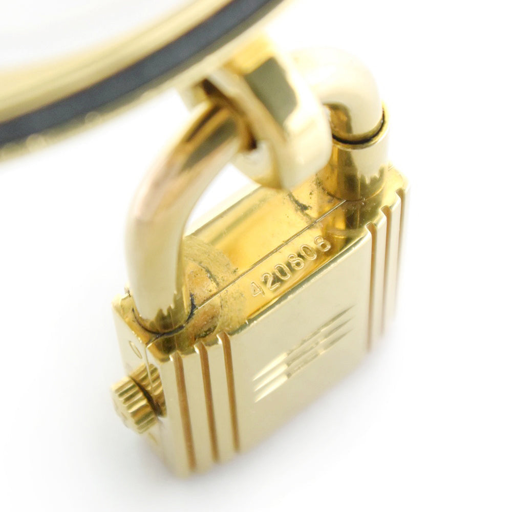 HERMES Watches Quartz Leather, Plated Gold black Kelly watch gold dial Women Used