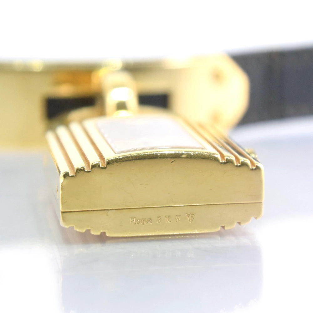 HERMES Watches Quartz Leather, Plated Gold black Kelly watch gold dial Women Used