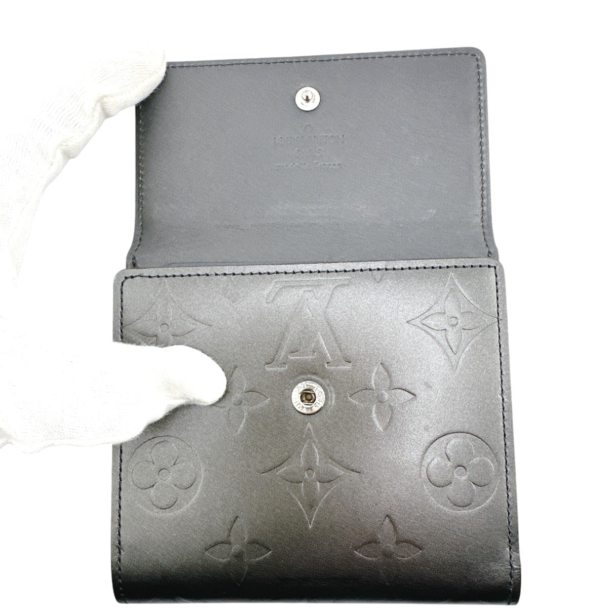 LOUIS VUITTON Bifold Wallet M65112 Monogram mat Noir Wallet with card pocket Monogram Porte Monnaie Billets Cartes Credit unisex(Unisex) Used