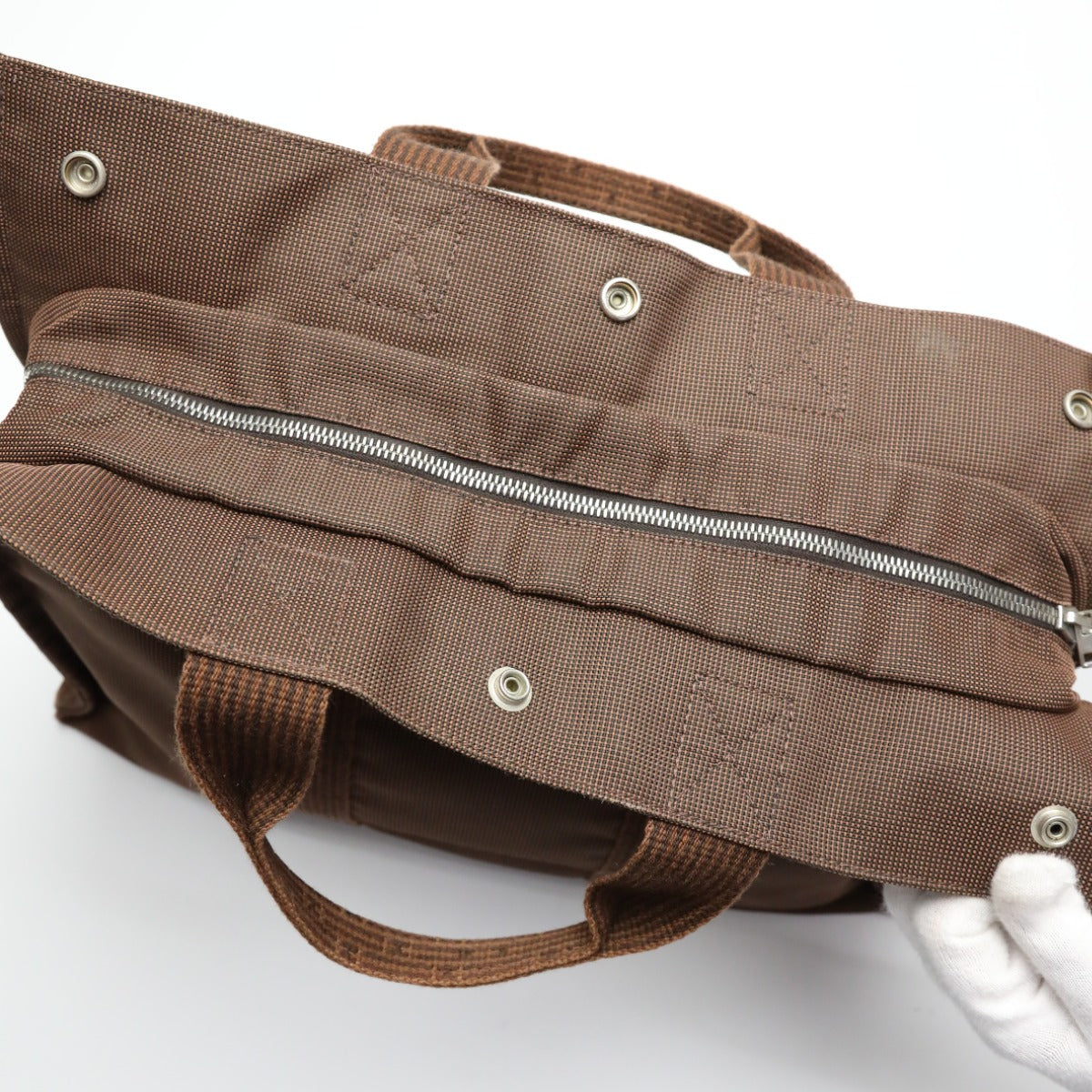 HERMES Tote Bag canvas Brown canvas Her LineMM