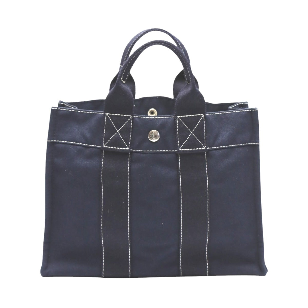 HERMES Tote Bag canvas Navy Her Line canvas