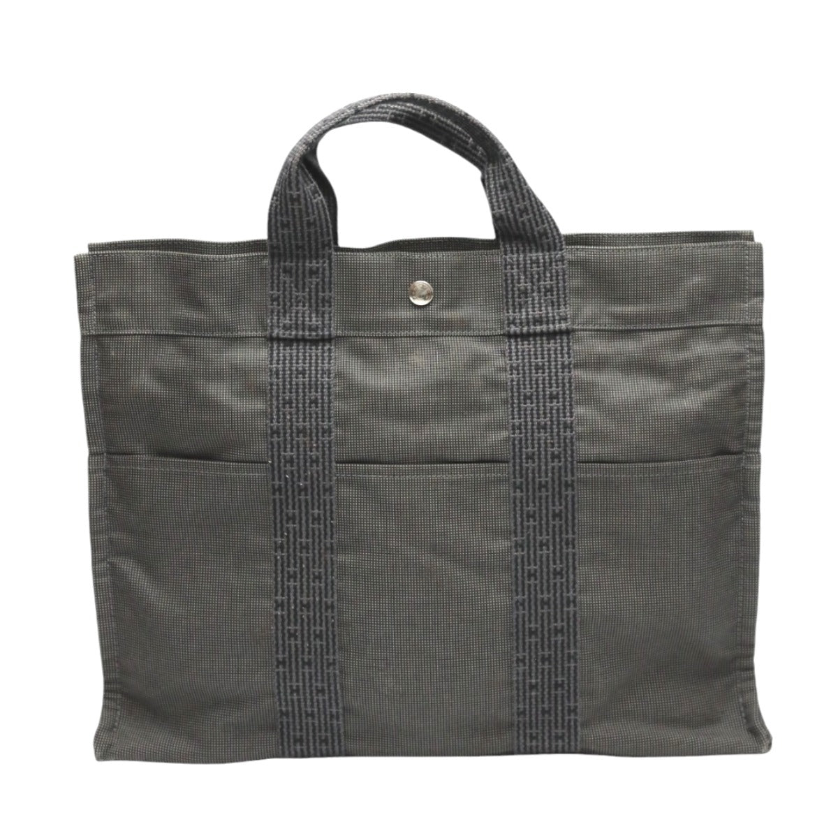 HERMES Tote Bag canvas gray Her Line canvas