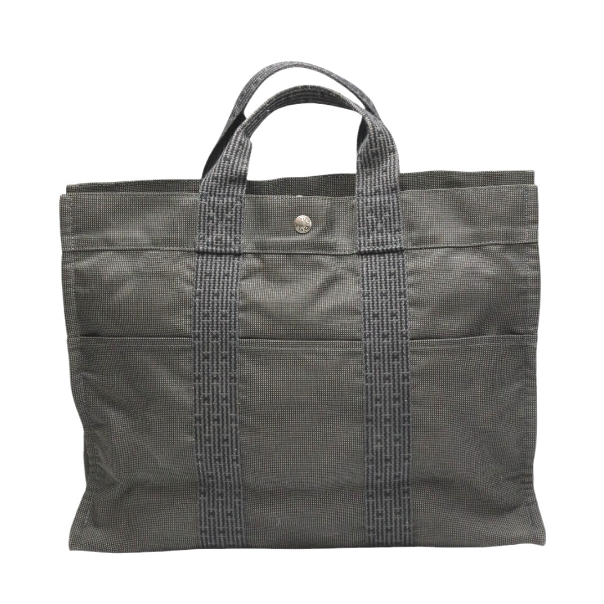 HERMES Tote Bag canvas gray Her Line canvas