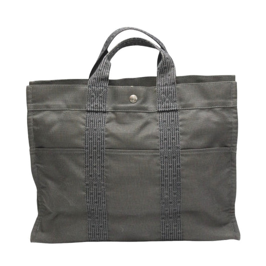 HERMES Tote Bag canvas gray Her Line canvas