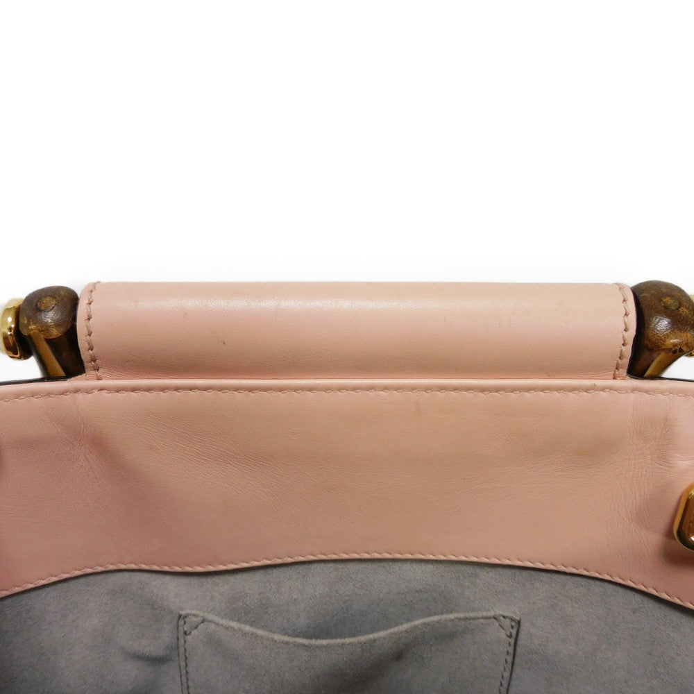 GUCCI Handbag 453767 DVU0G 5909 Smooth Calfskin Leather Light pink Bamboo Faux Pearl Nimfair Small