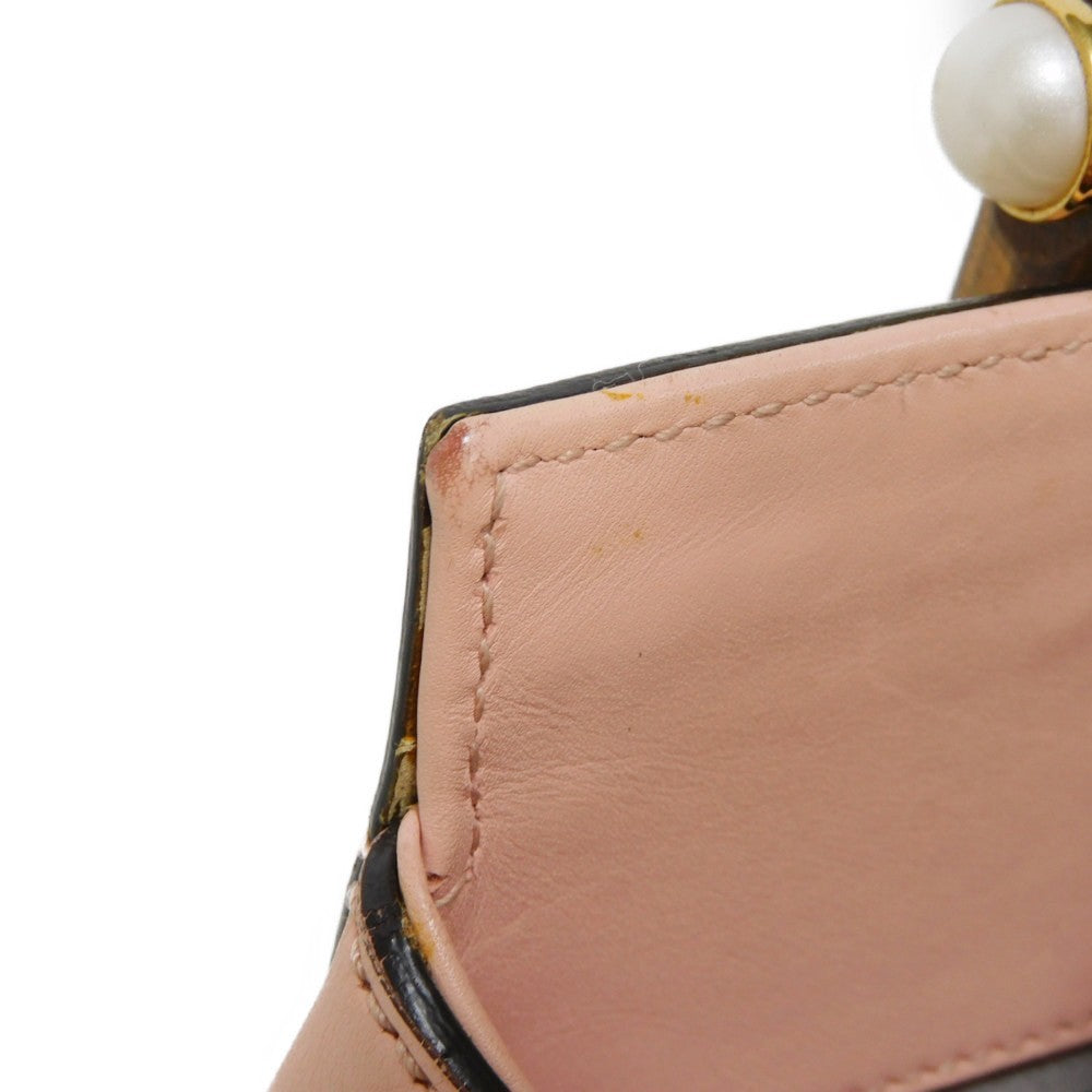 GUCCI Handbag 453767 DVU0G 5909 Smooth Calfskin Leather Light pink Bamboo Faux Pearl Nimfair Small