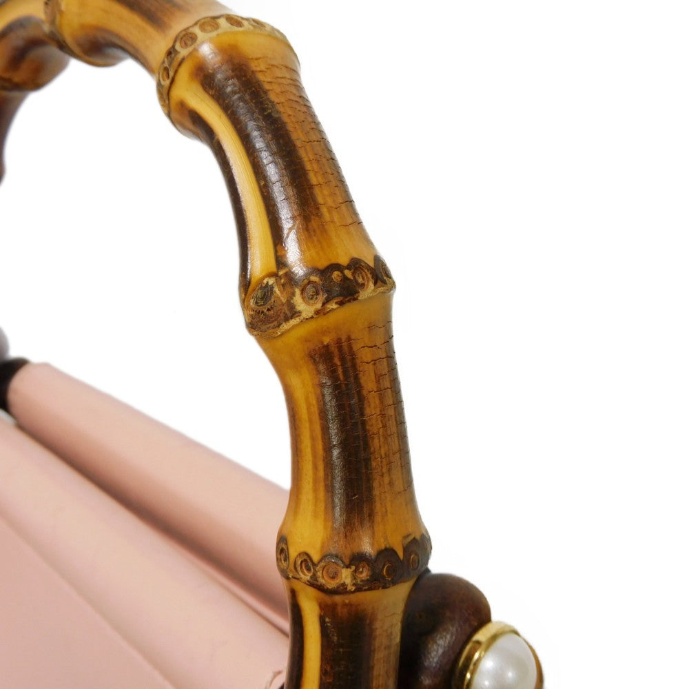 GUCCI Handbag 453767 DVU0G 5909 Smooth Calfskin Leather Light pink Bamboo Faux Pearl Nimfair Small