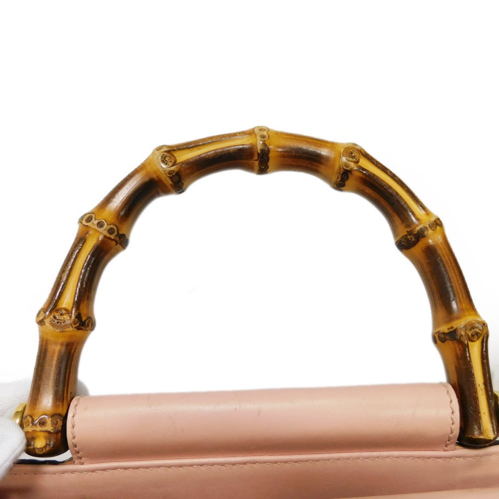 GUCCI Handbag 453767 DVU0G 5909 Smooth Calfskin Leather Light pink Bamboo Faux Pearl Nimfair Small