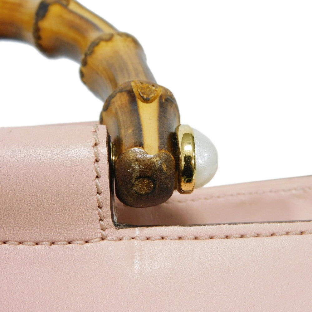 GUCCI Handbag 453767 DVU0G 5909 Smooth Calfskin Leather Light pink Bamboo Faux Pearl Nimfair Small