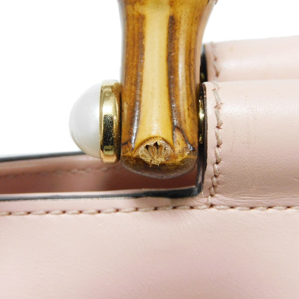 GUCCI Handbag 453767 DVU0G 5909 Smooth Calfskin Leather Light pink Bamboo Faux Pearl Nimfair Small