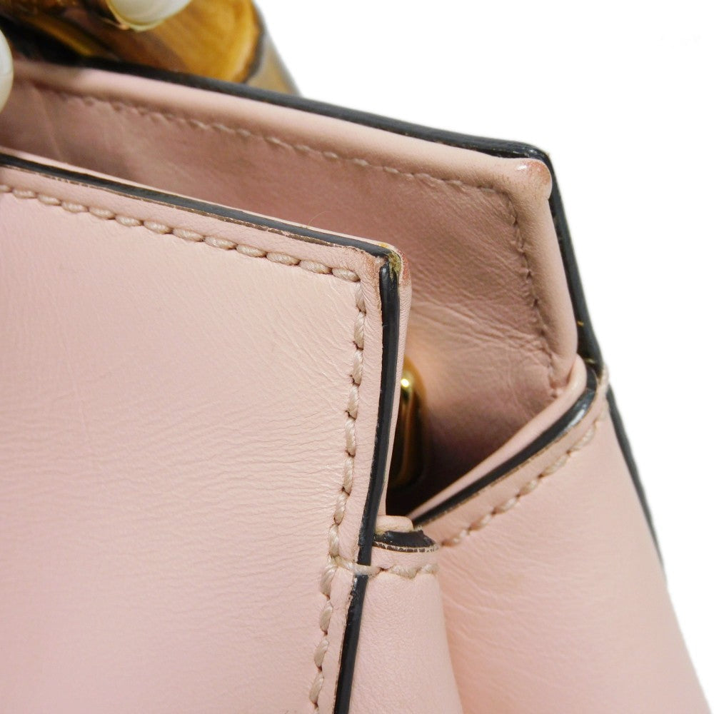 GUCCI Handbag 453767 DVU0G 5909 Smooth Calfskin Leather Light pink Bamboo Faux Pearl Nimfair Small