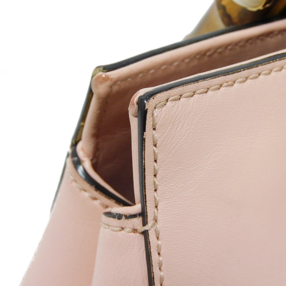 GUCCI Handbag 453767 DVU0G 5909 Smooth Calfskin Leather Light pink Bamboo Faux Pearl Nimfair Small