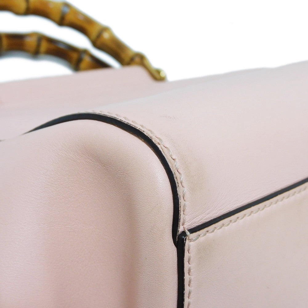 GUCCI Handbag 453767 DVU0G 5909 Smooth Calfskin Leather Light pink Bamboo Faux Pearl Nimfair Small