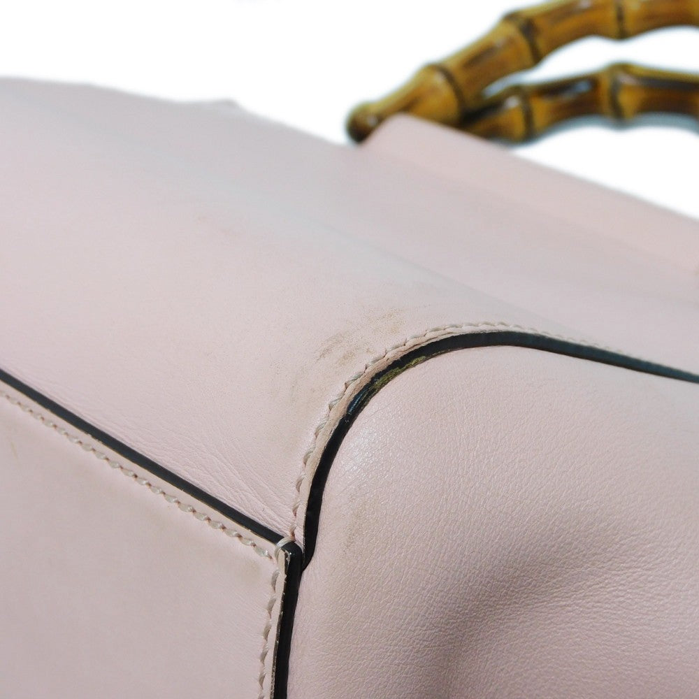 GUCCI Handbag 453767 DVU0G 5909 Smooth Calfskin Leather Light pink Bamboo Faux Pearl Nimfair Small