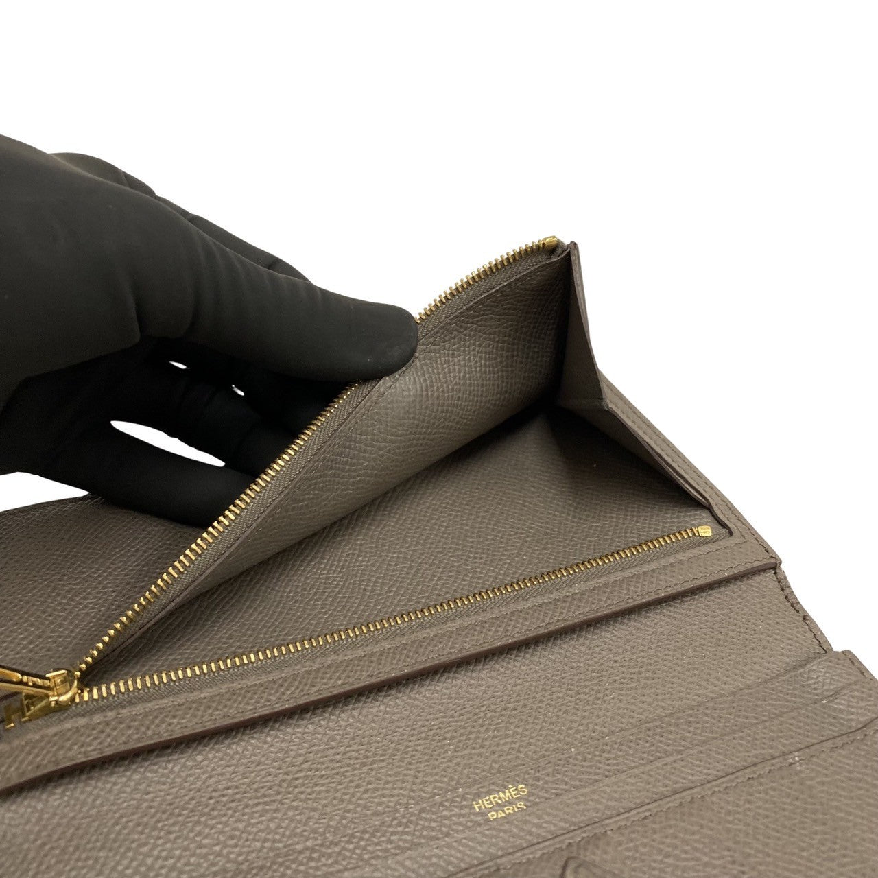 HERMES Long Wallet Purse Epsom gray Beansufla