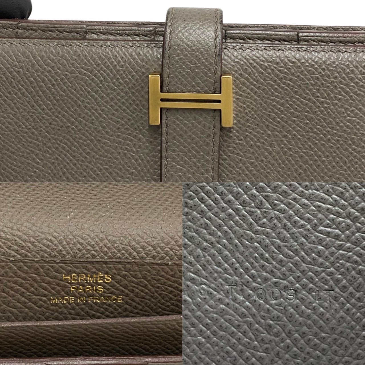 HERMES Long Wallet Purse Epsom gray Beansufla