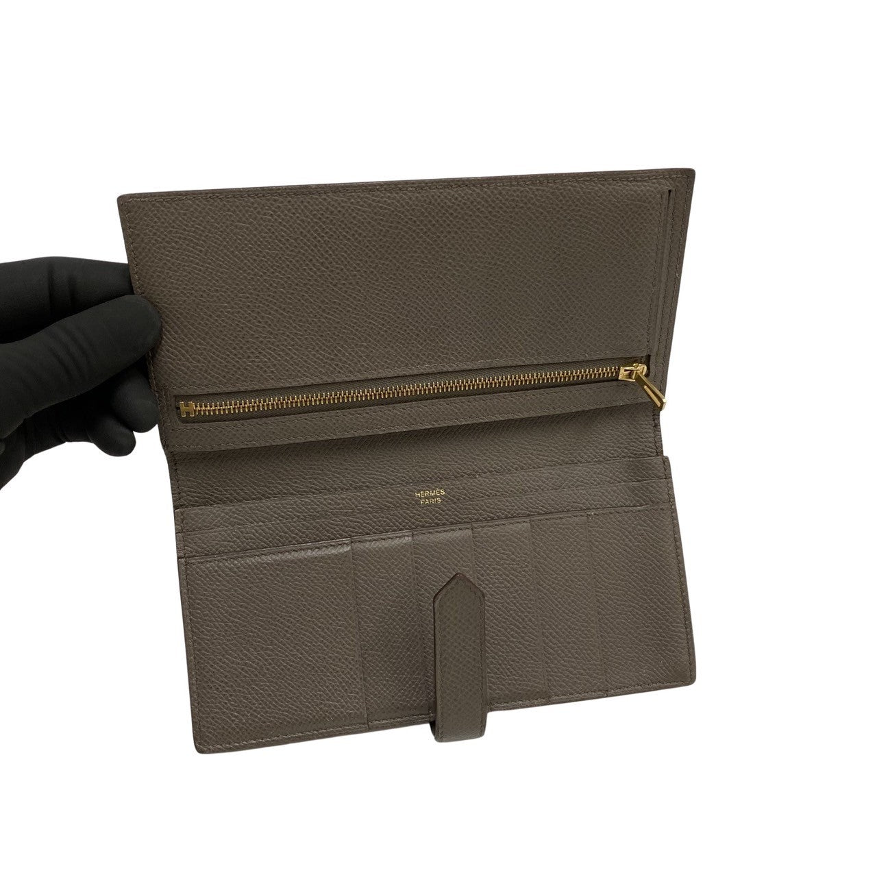 HERMES Long Wallet Purse Epsom gray Beansufla
