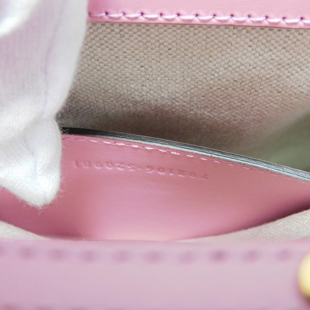 GUCCI Handbag 702106 UZY0T 5814 Smooth Calfskin Leather pink Bamboo Mini Shoulder Bag