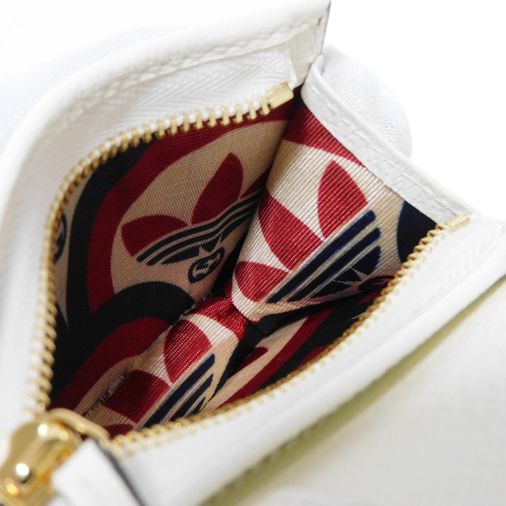 GUCCI Bifold Wallet 702248 DJ24G 8847 Textured leather white Adidas Horsebit Shoulder Compact Wallet