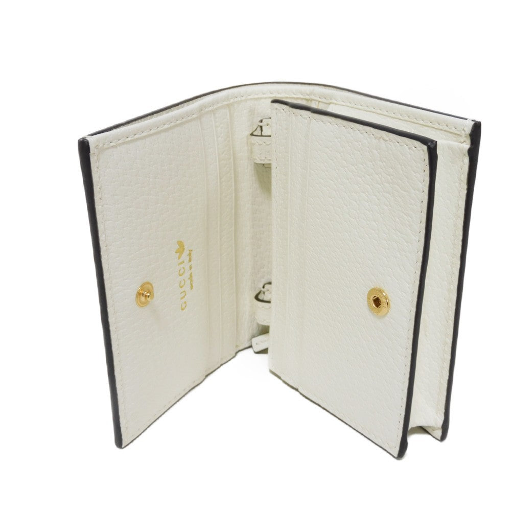 GUCCI Bifold Wallet 702248 DJ24G 8847 Textured leather white Adidas Horsebit Shoulder Compact Wallet