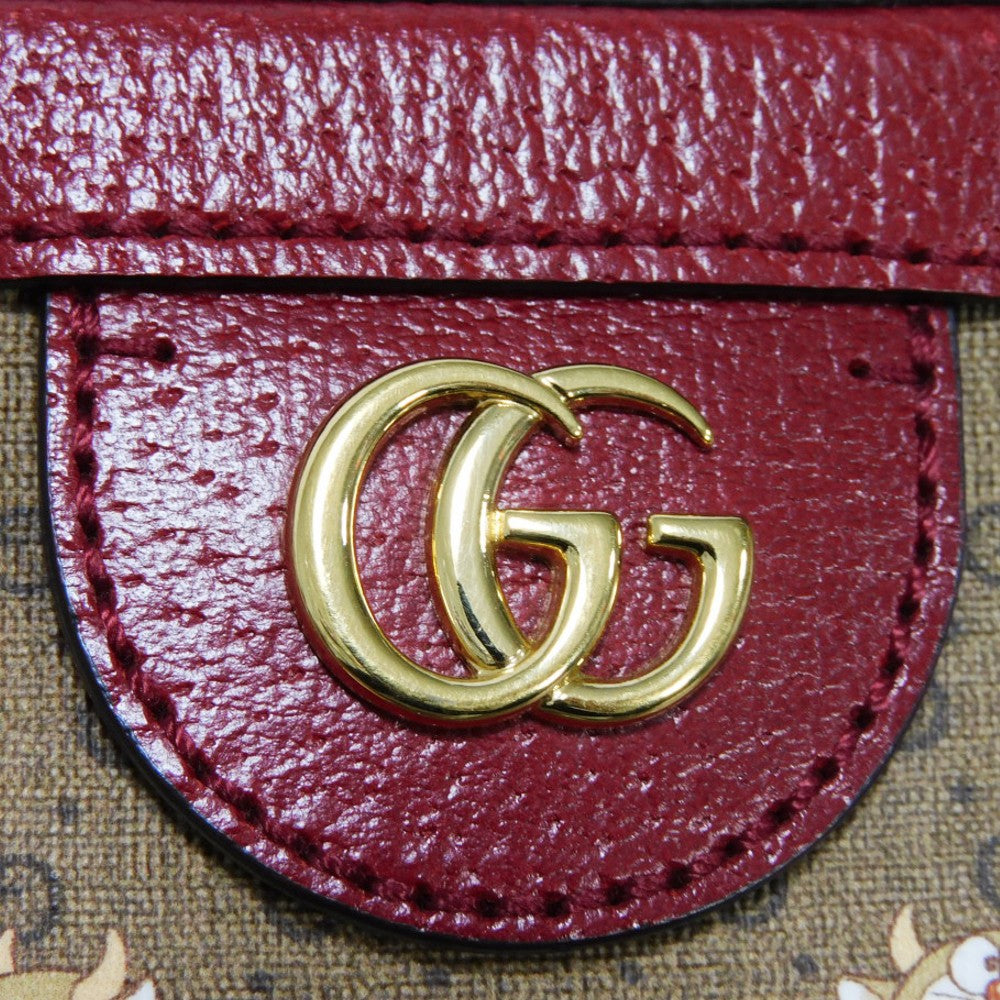 GUCCI Shoulder Bag 655596 2TVAG 9795 GG Mini Supreme canvas and calf leather Brown x red Mini GG Supreme ChainShoulder bag
