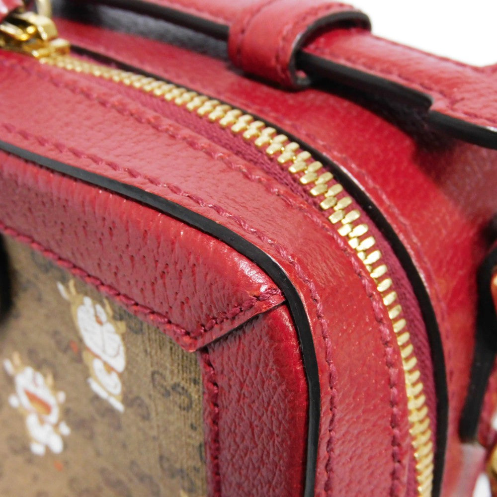 GUCCI Shoulder Bag 655596 2TVAG 9795 GG Mini Supreme canvas and calf leather Brown x red Mini GG Supreme ChainShoulder bag