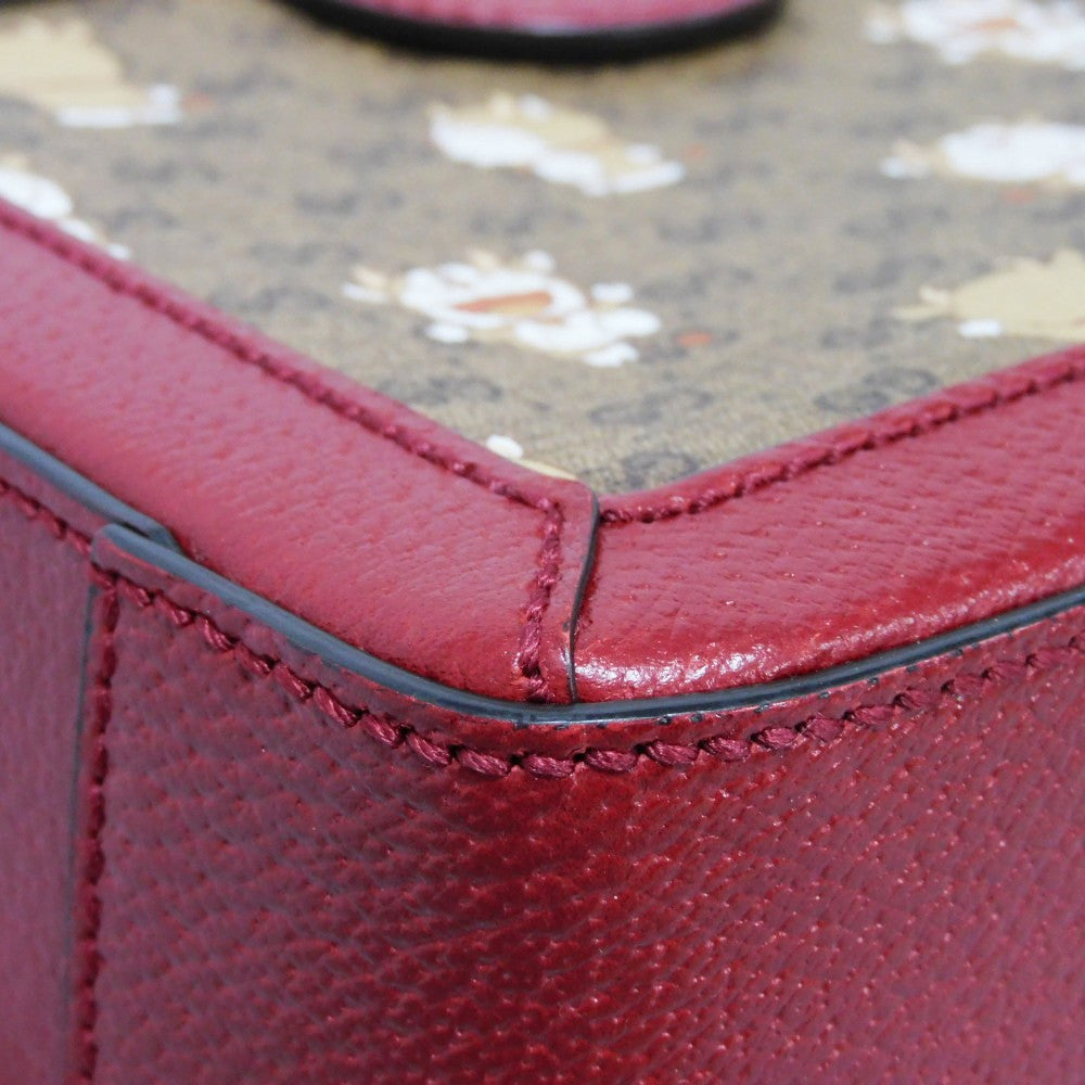 GUCCI Shoulder Bag 655596 2TVAG 9795 GG Mini Supreme canvas and calf leather Brown x red Mini GG Supreme ChainShoulder bag