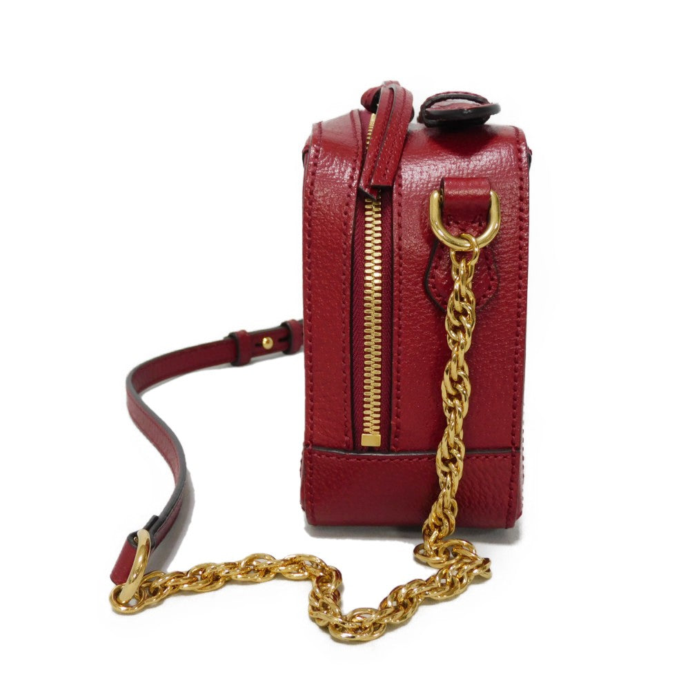 GUCCI Shoulder Bag 655596 2TVAG 9795 GG Mini Supreme canvas and calf leather Brown x red Mini GG Supreme ChainShoulder bag