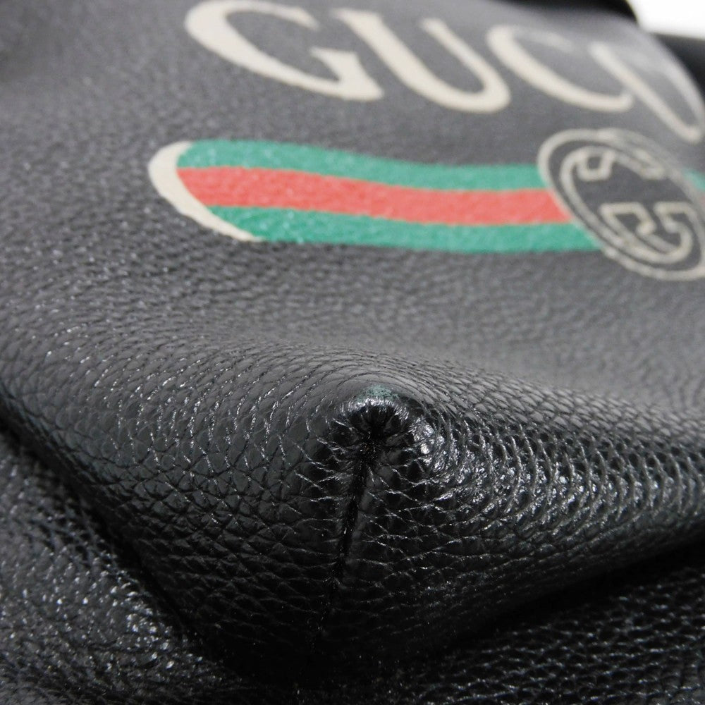 GUCCI Backpack 547834 0Y2BT 8163 Texture leather (embossed) Black x green x red Interlocking G Vintage logo print daypack