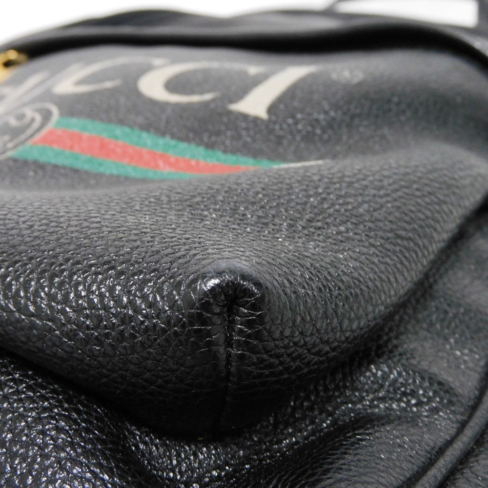 GUCCI Backpack 547834 0Y2BT 8163 Texture leather (embossed) Black x green x red Interlocking G Vintage logo print daypack