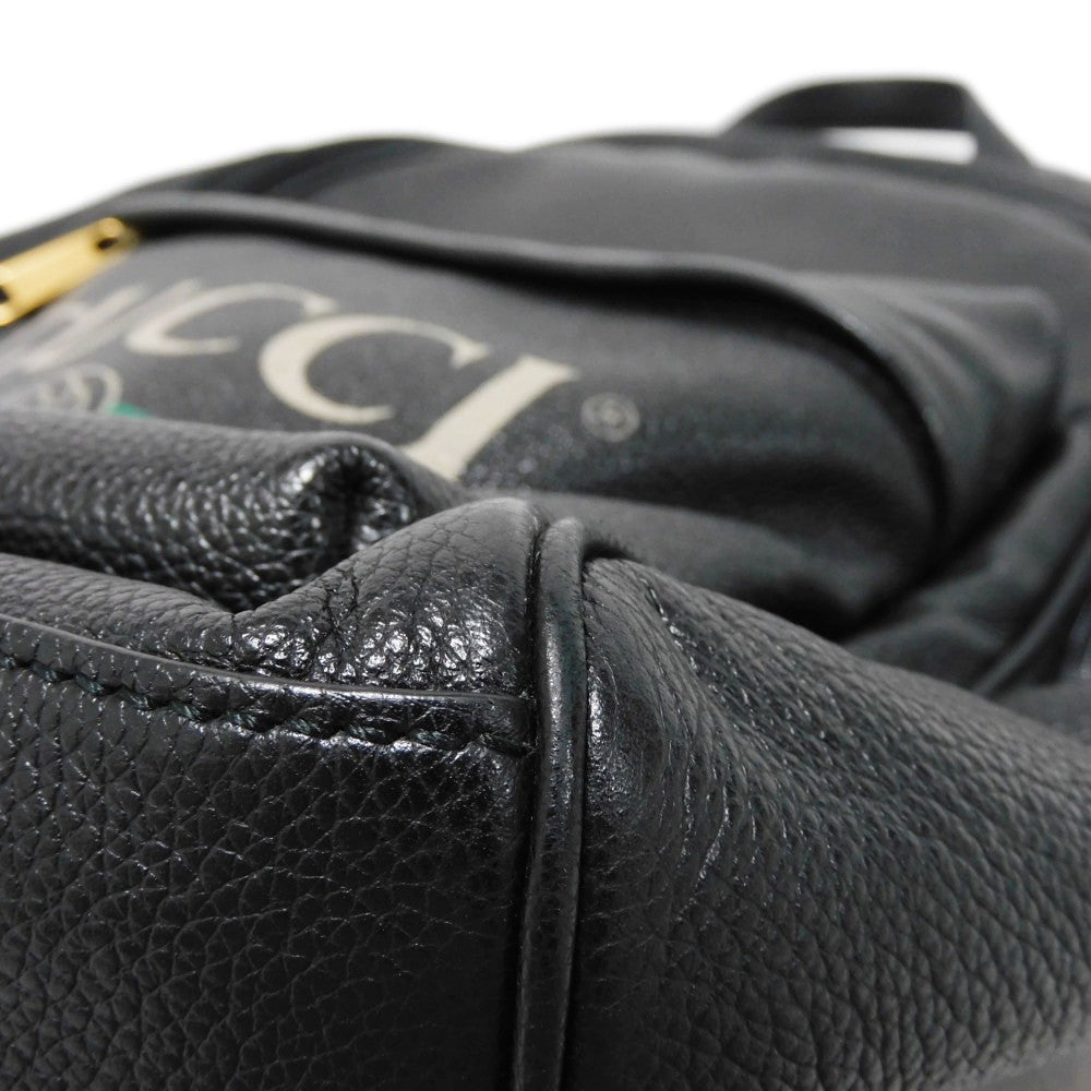 GUCCI Backpack 547834 0Y2BT 8163 Texture leather (embossed) Black x green x red Interlocking G Vintage logo print daypack
