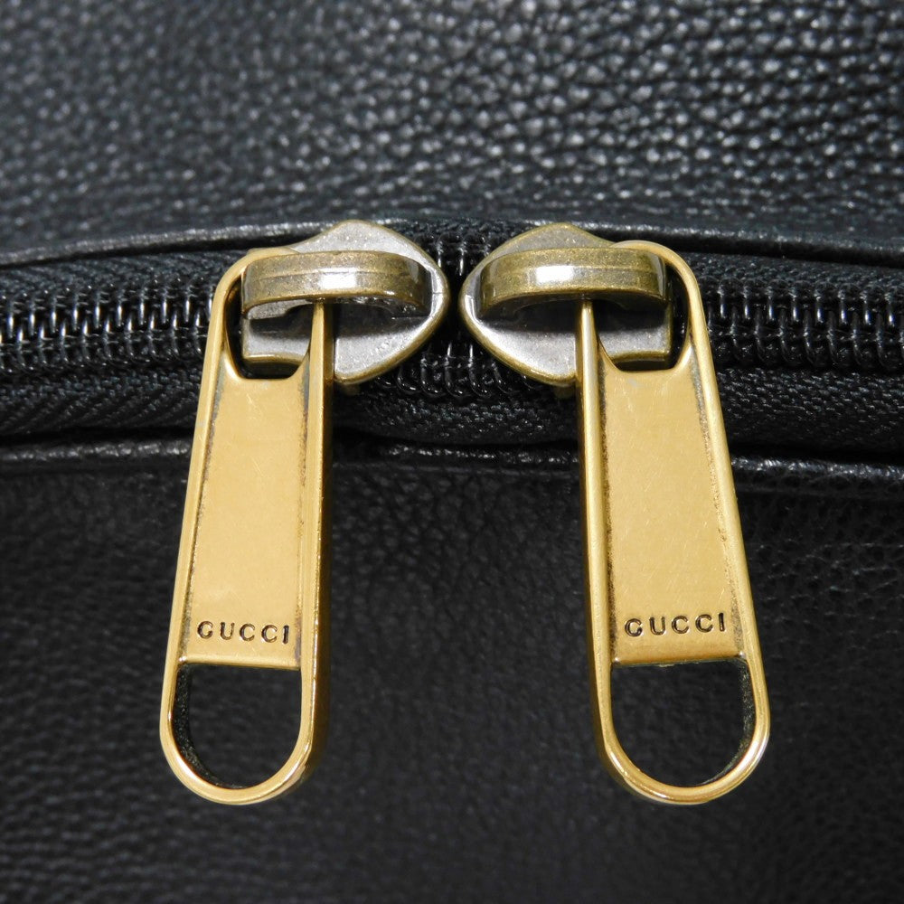 GUCCI Backpack 547834 0Y2BT 8163 Texture leather (embossed) Black x green x red Interlocking G Vintage logo print daypack