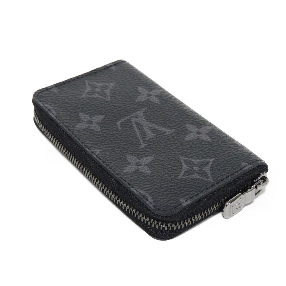 LOUIS VUITTON Coin case M81662 Monogram Eclipse canvas x grain leather Noir Monogram Eclipse Zippy Coin Purse Vertical