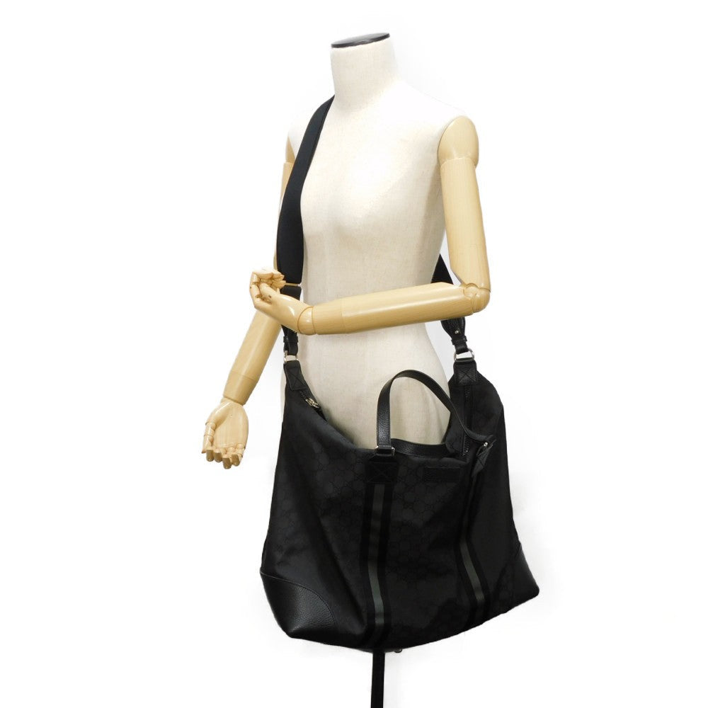 GUCCI Handbag 449180 G1XXN 8615 GG nylon canvas x calf leather black GG nylon Boston Duffel bag