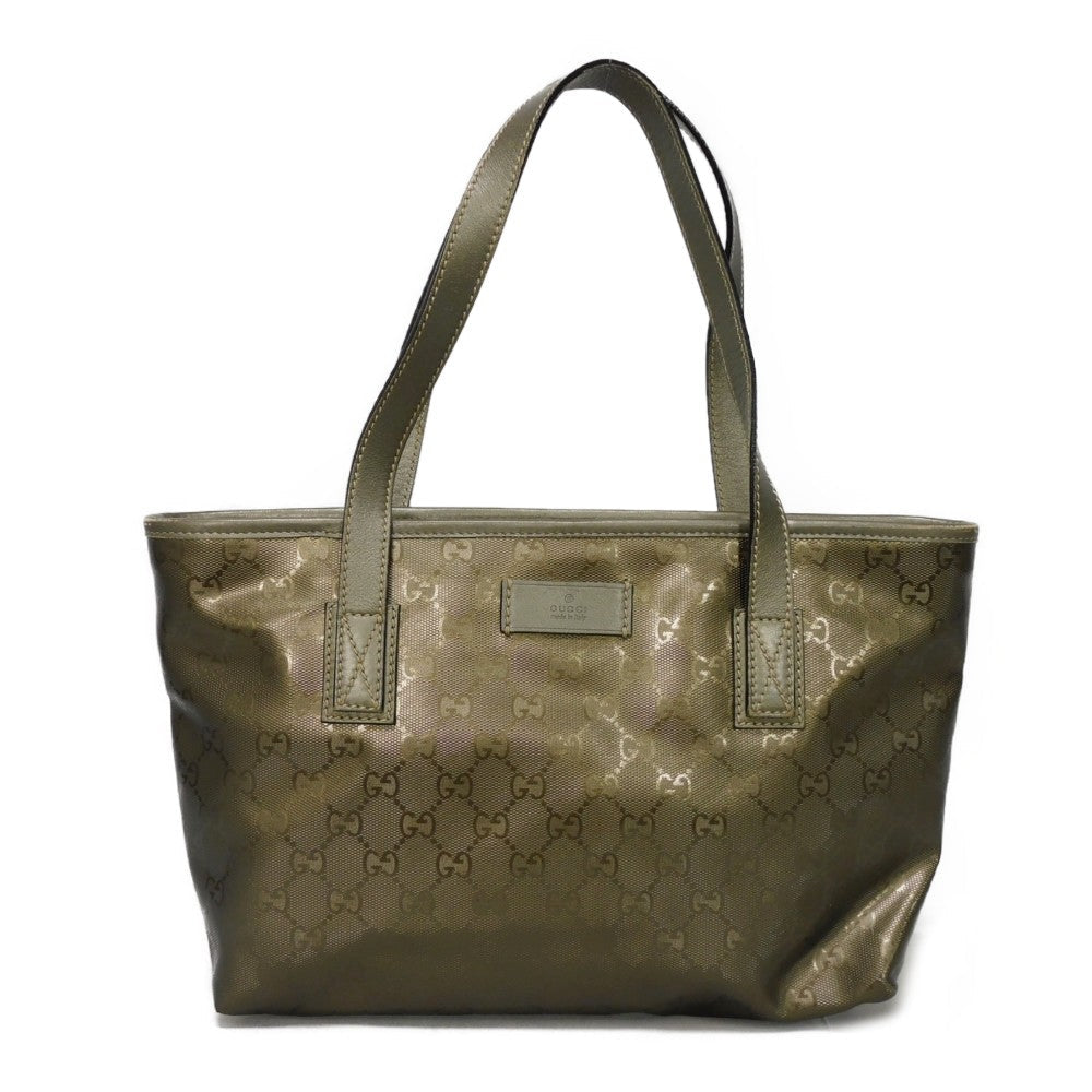 GUCCI Tote Bag 211138 GG Imprime Canvas (PVC coating) Metallic khaki Logo embossing GG IMPLEMENT TOTE
