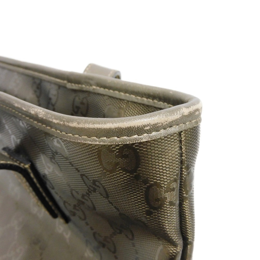 GUCCI Tote Bag 211138 GG Imprime Canvas (PVC coating) Metallic khaki Logo embossing GG IMPLEMENT TOTE