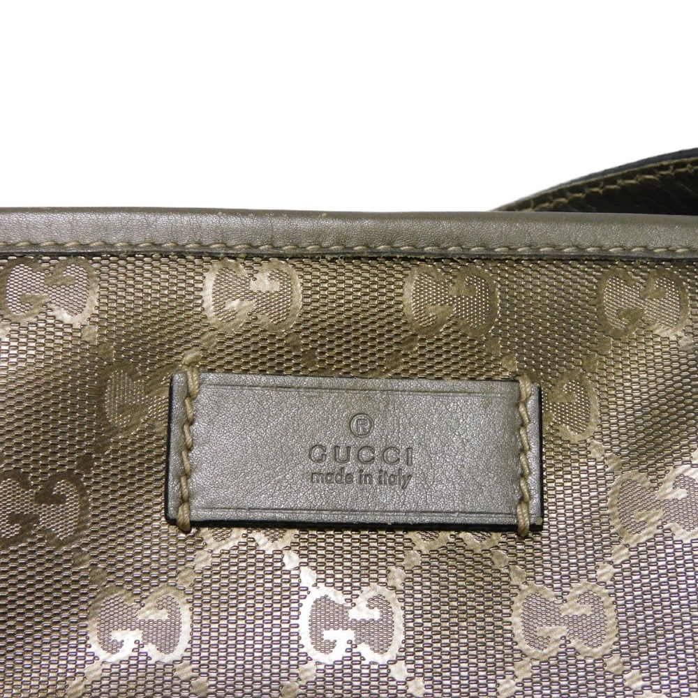 GUCCI Tote Bag 211138 GG Imprime Canvas (PVC coating) Metallic khaki Logo embossing GG IMPLEMENT TOTE